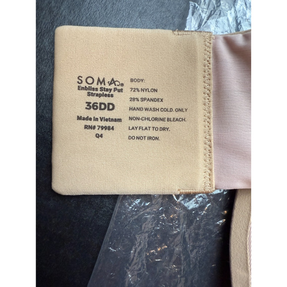 Soma 36DD Enbliss Stay-Put Strapless Bra Warm Amber - Picture 8 of 12